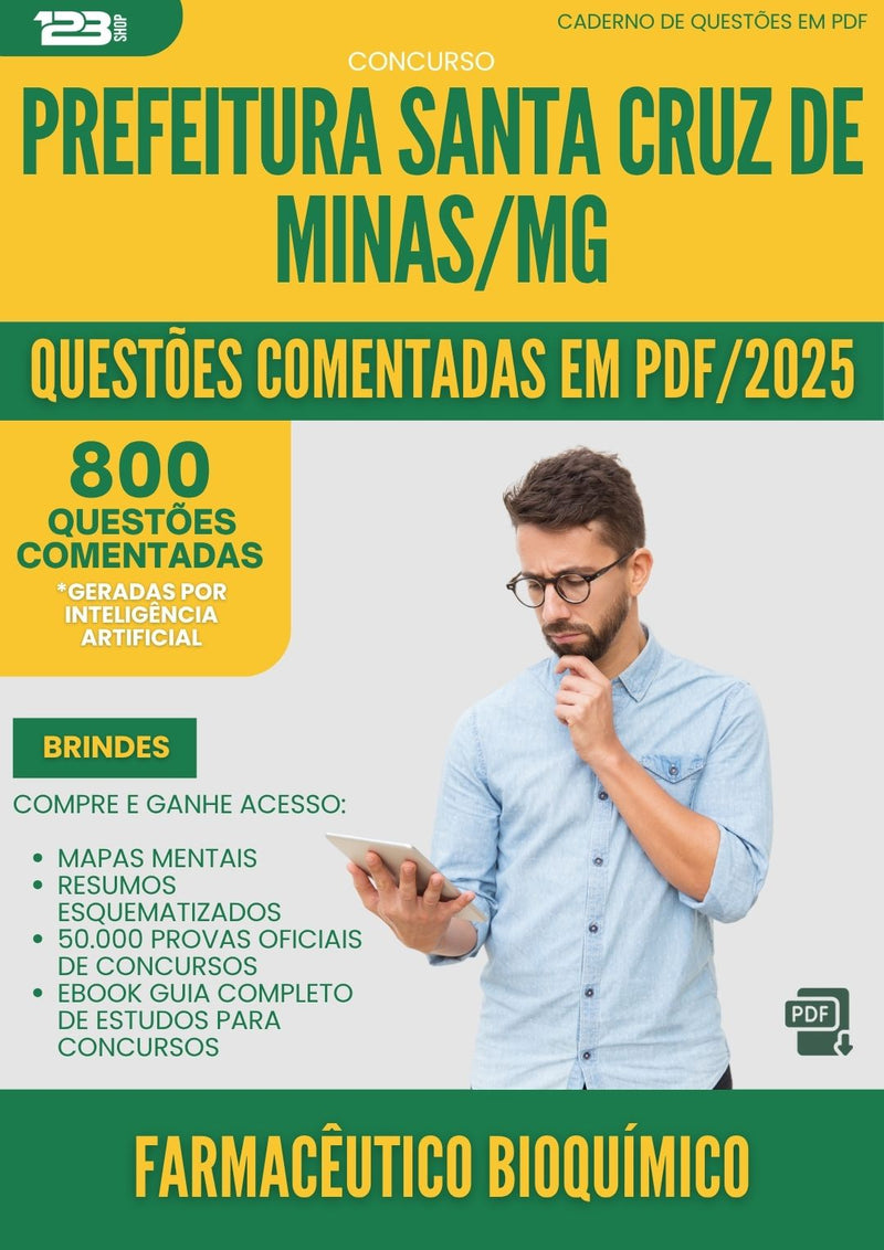 1000 Questões Comentadas para Concurso Farmaceutico Bioquimico Santa da Prefeitura Cruz De Minas Mg 2025 - 800 Questões