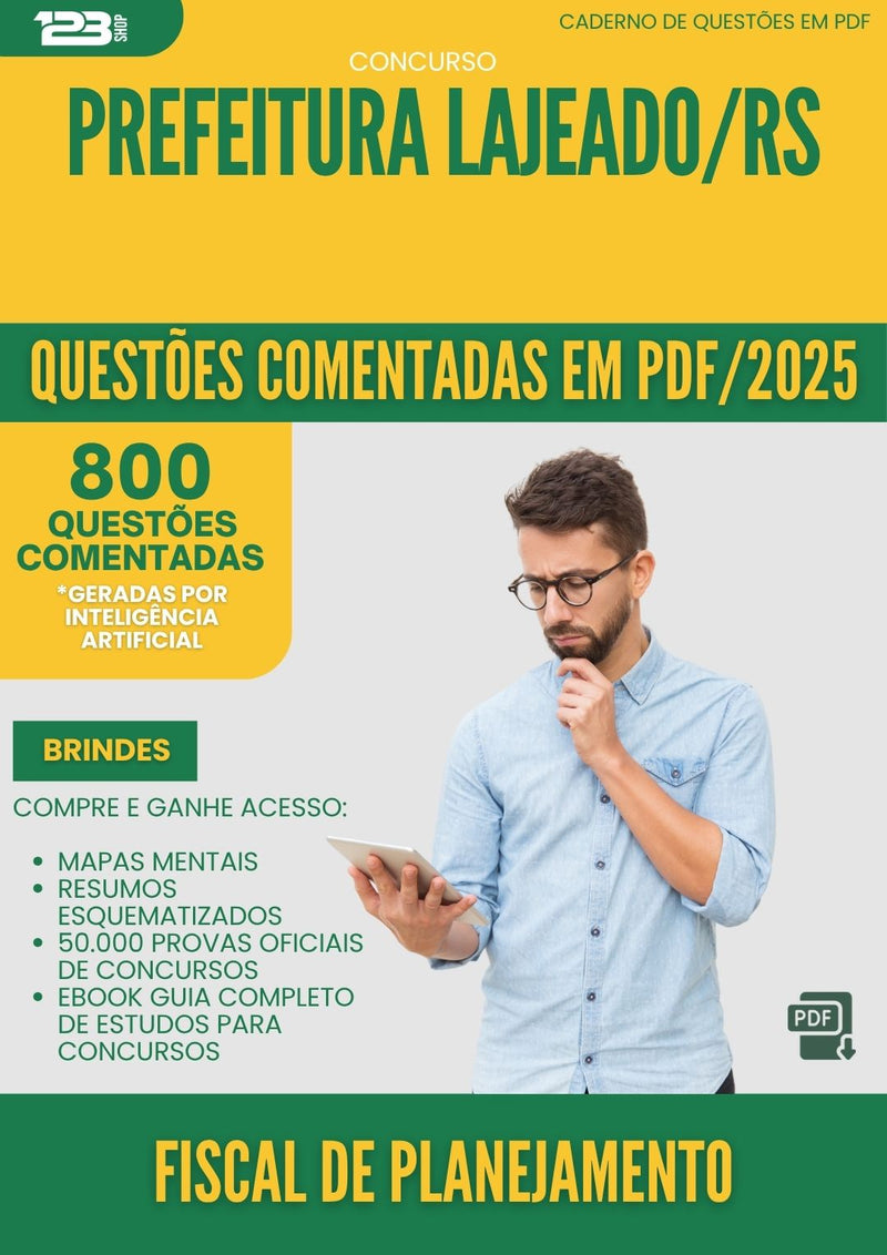 1000 Questões Comentadas para Concurso Fiscal De Planejamento da Prefeitura Lajeado Rs 2025 - 800 Questões
