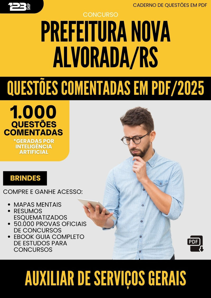 1000 Questões Comentadas para Concurso Auxiliar De Servicos Gerais Nova da Prefeitura Alvorada Rs 2025 - 1000 Questões
