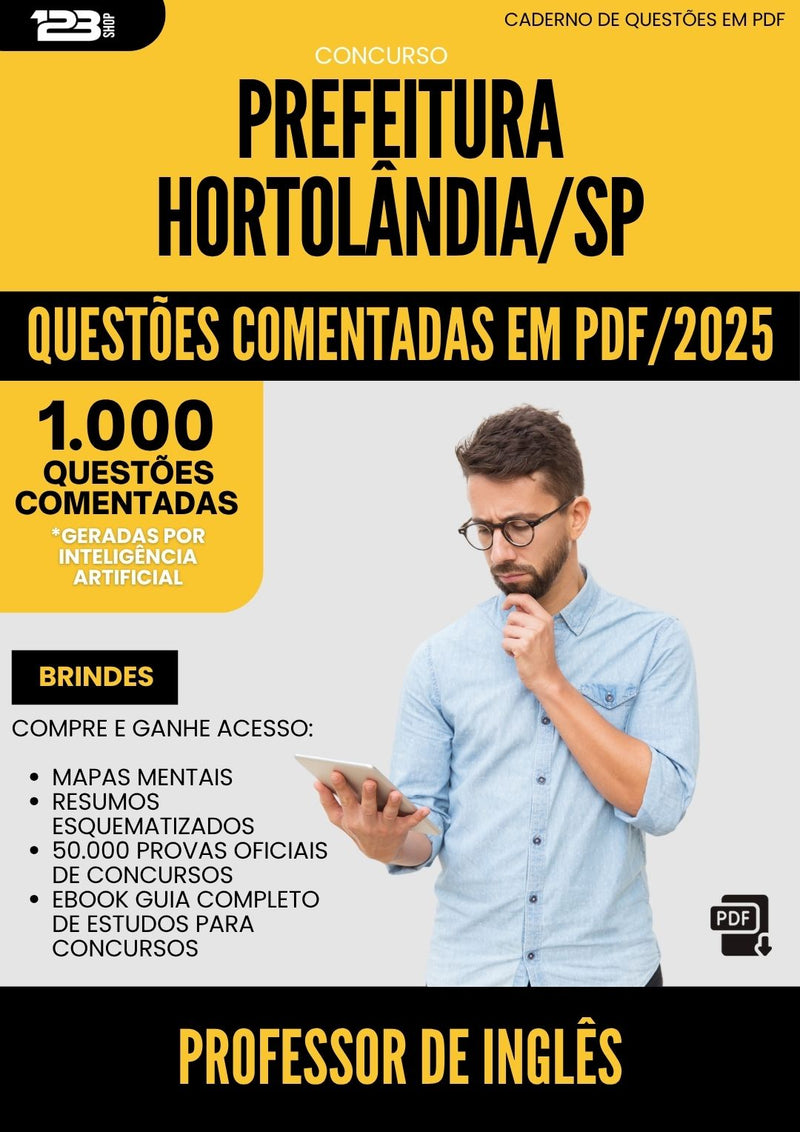 1000 Questões Comentadas para Concurso Professor De Ingles da Prefeitura Hortolandia Sp 2025 - 1000 Questões