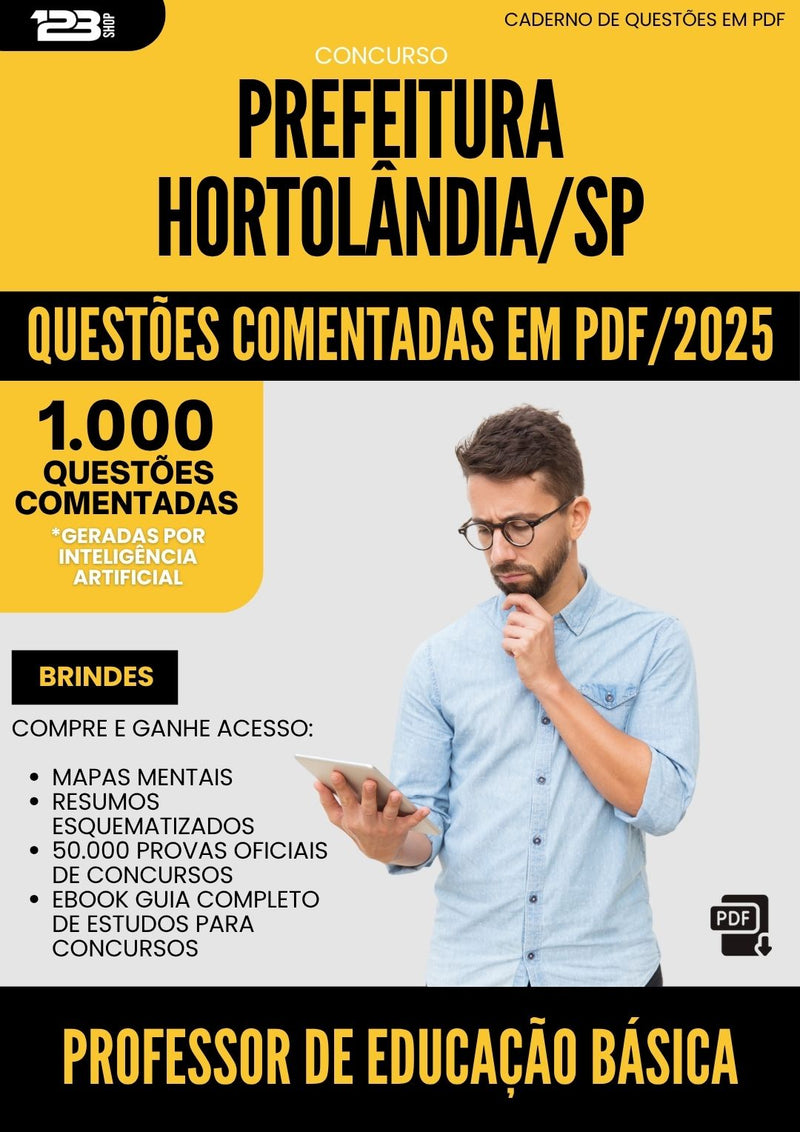 1000 Questões Comentadas para Concurso Professor De Educacao Basica da Prefeitura Hortolandia Sp 2025 - 1000 Questões