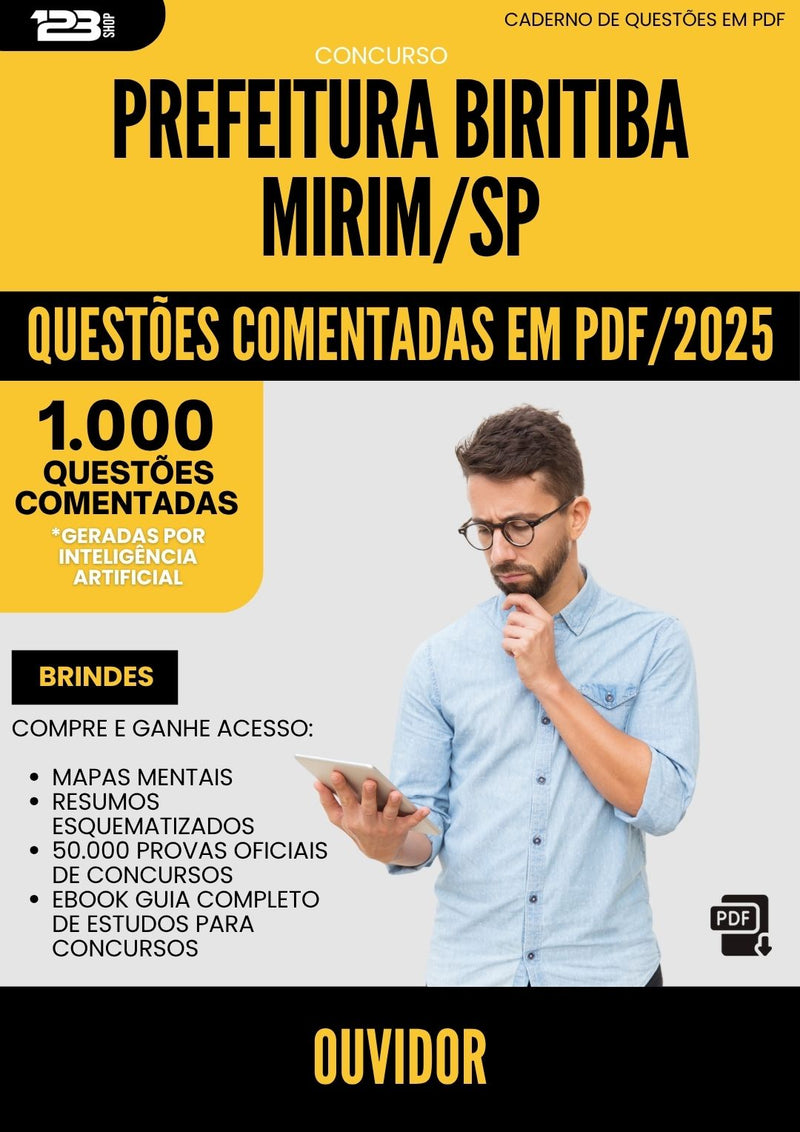 1000 Questões Comentadas para Concurso Ouvidor da Prefeitura Biritiba Mirim Sp 2025 - 1000 Questões