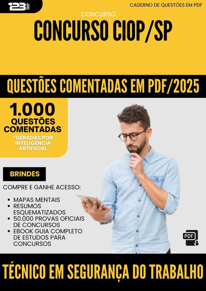 1000 Questões Comentadas para Concurso Tecnico Em Seguranca Do Trabalho Ciop Sp 2025 - 1000 Questões