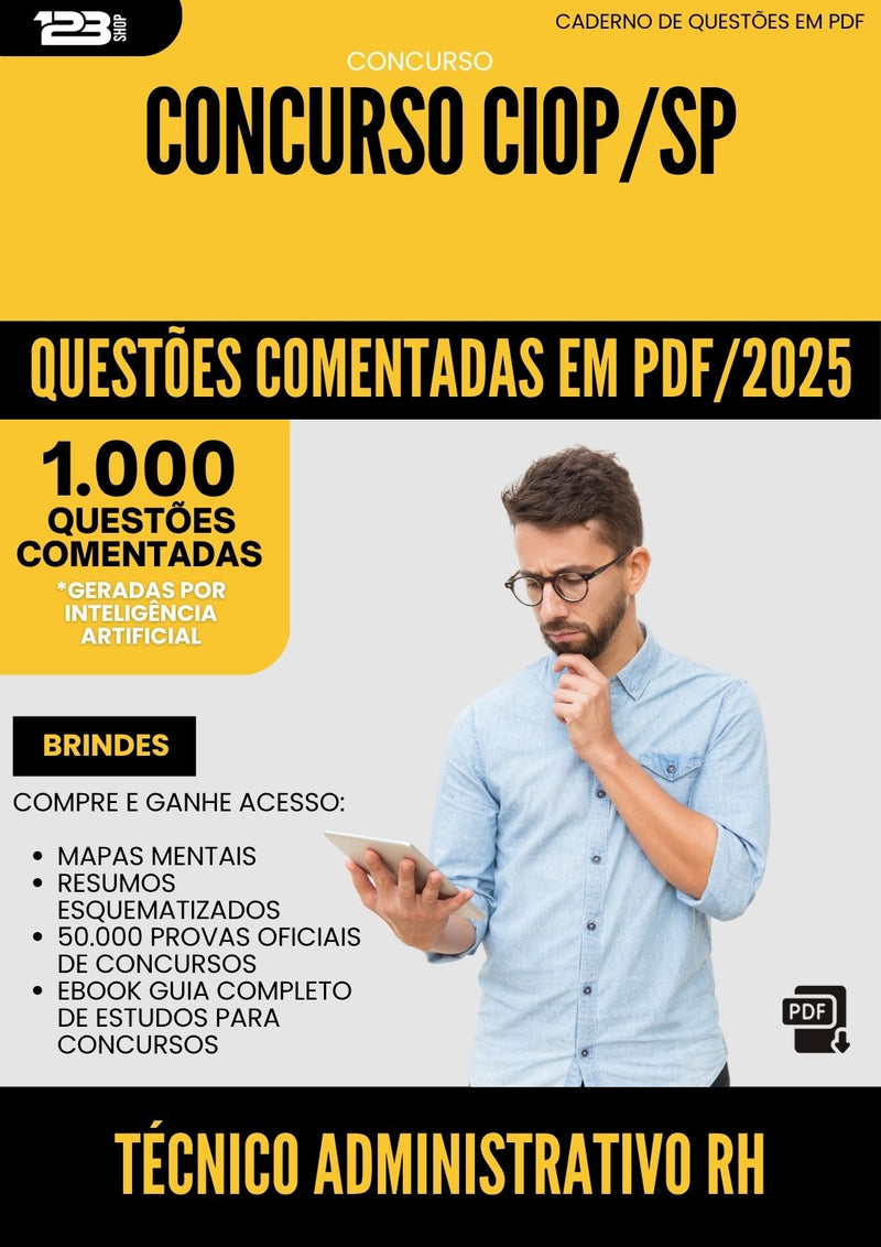 1000 Questões Comentadas para Concurso Tecnico Administrativo Rh Ciop Sp 2025 - 1000 Questões