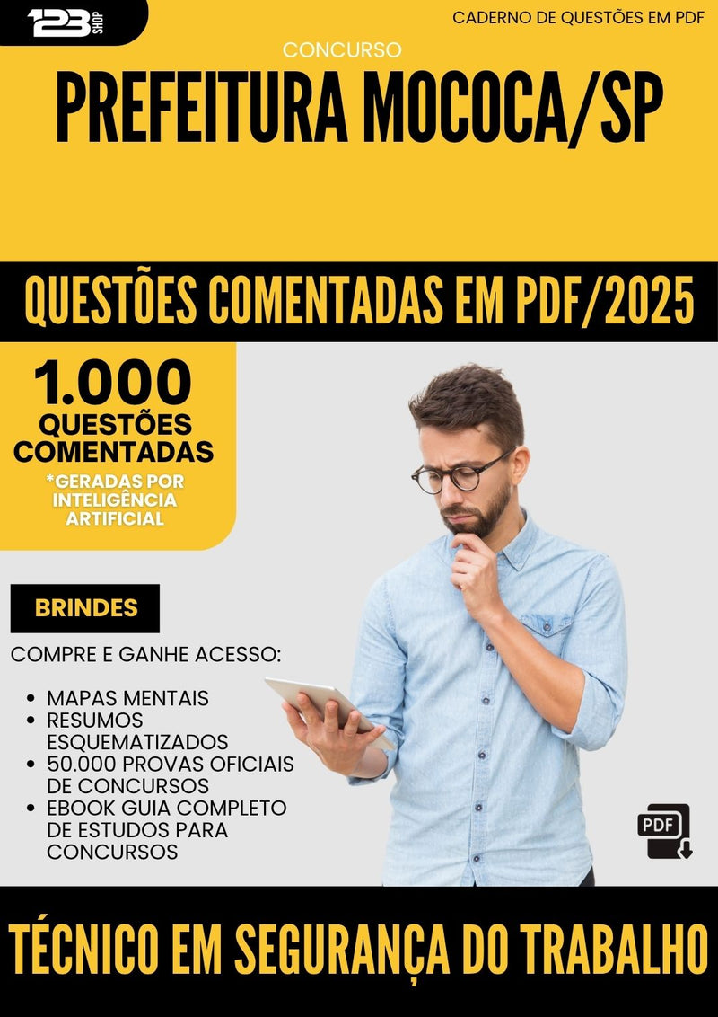 1000 Questões Comentadas para Concurso Tecnico Em Seguranca Do Trabalho da Prefeitura Mococa Sp 2025 - 1000 Questões