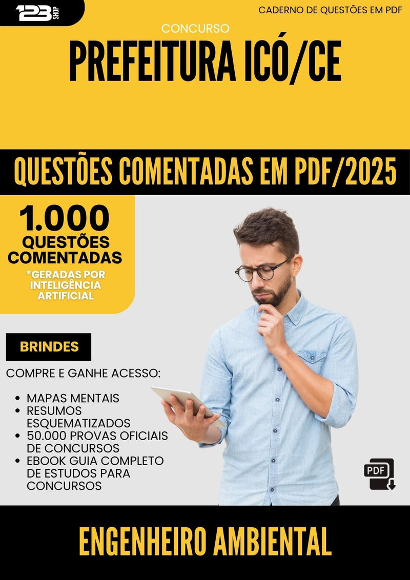 1000 Questões Comentadas para Concurso Engenheiro Ambiental da Prefeitura Ico Ce 2025 - 1000 Questões