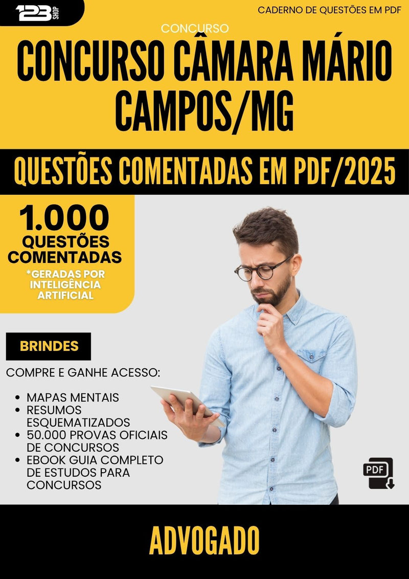 1000 Questões Comentadas para Concurso Advogado Camara da Prefeitura Mario Campos Mg 2025 - 1000 Questões