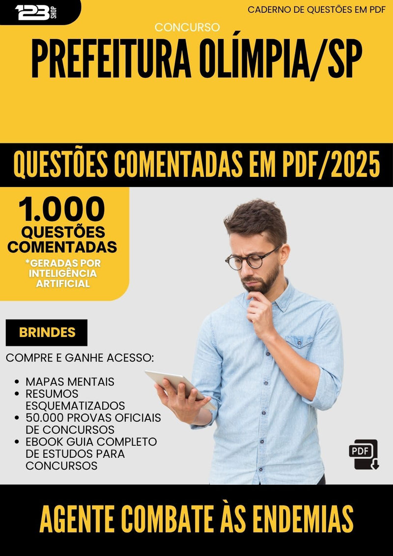 1000 Questões Comentadas para Concurso Agente Combate As Endemias da Prefeitura Olimpia Sp 2025 - 1000 Questões