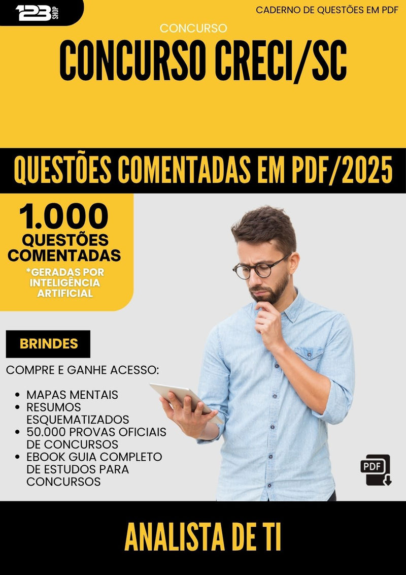1000 Questões Comentadas para Concurso Analista De Ti Creci Sc 2025 - 1000 Questões