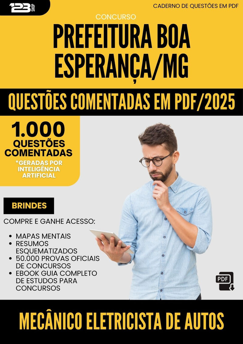 1000 Questões Comentadas para Concurso Mecanico Eletricista De Autos da Prefeitura Boa Esperanca Mg 2025 - 1000 Questões