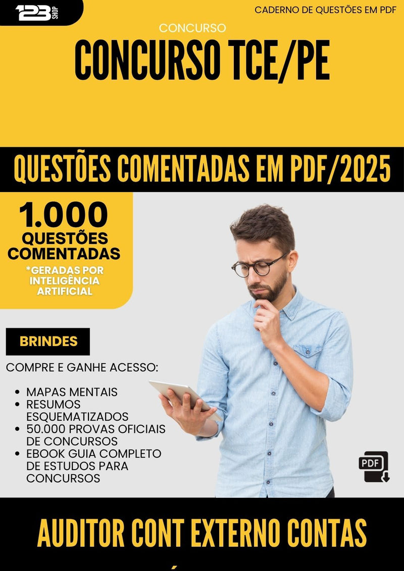 1000 Questões Comentadas para Concurso Auditor De Controle Externo Contas Publicas Tce Pe 2025 - 1000 Questões