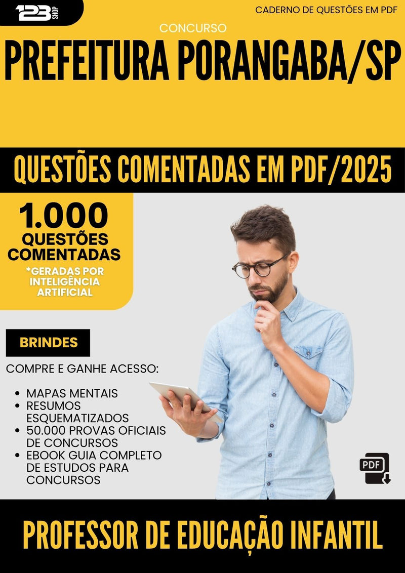 1000 Questões Comentadas para Concurso Professor De Educacao Infantil da Prefeitura Porangaba Sp 2025 - 1000 Questões