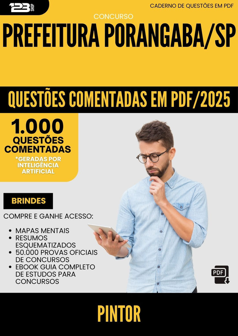1000 Questões Comentadas para Concurso Pintor da Prefeitura Porangaba Sp 2025 - 1000 Questões