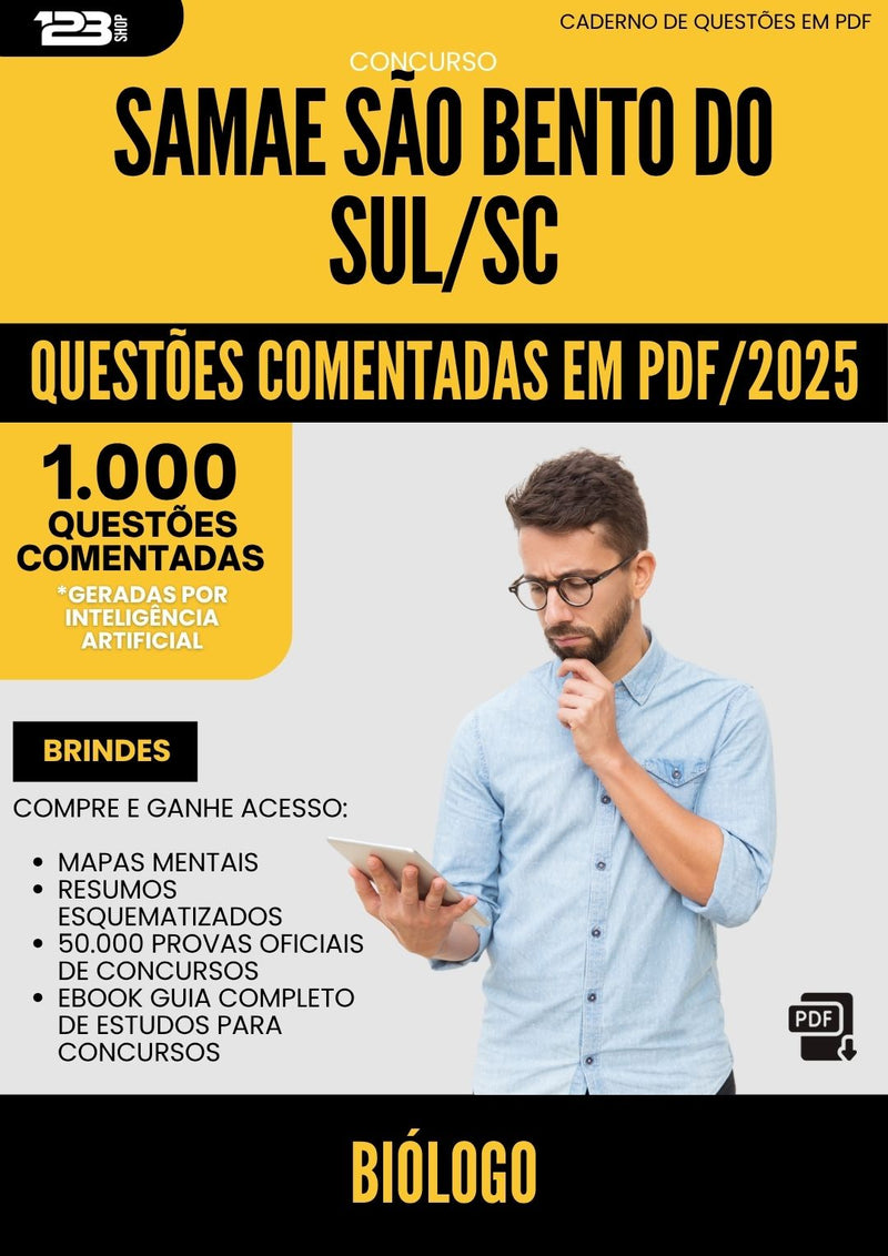 1000 Questões Comentadas para Concurso Biologo Samae da Prefeitura Sao Bento Do Sul Sc 2025 - 1000 Questões