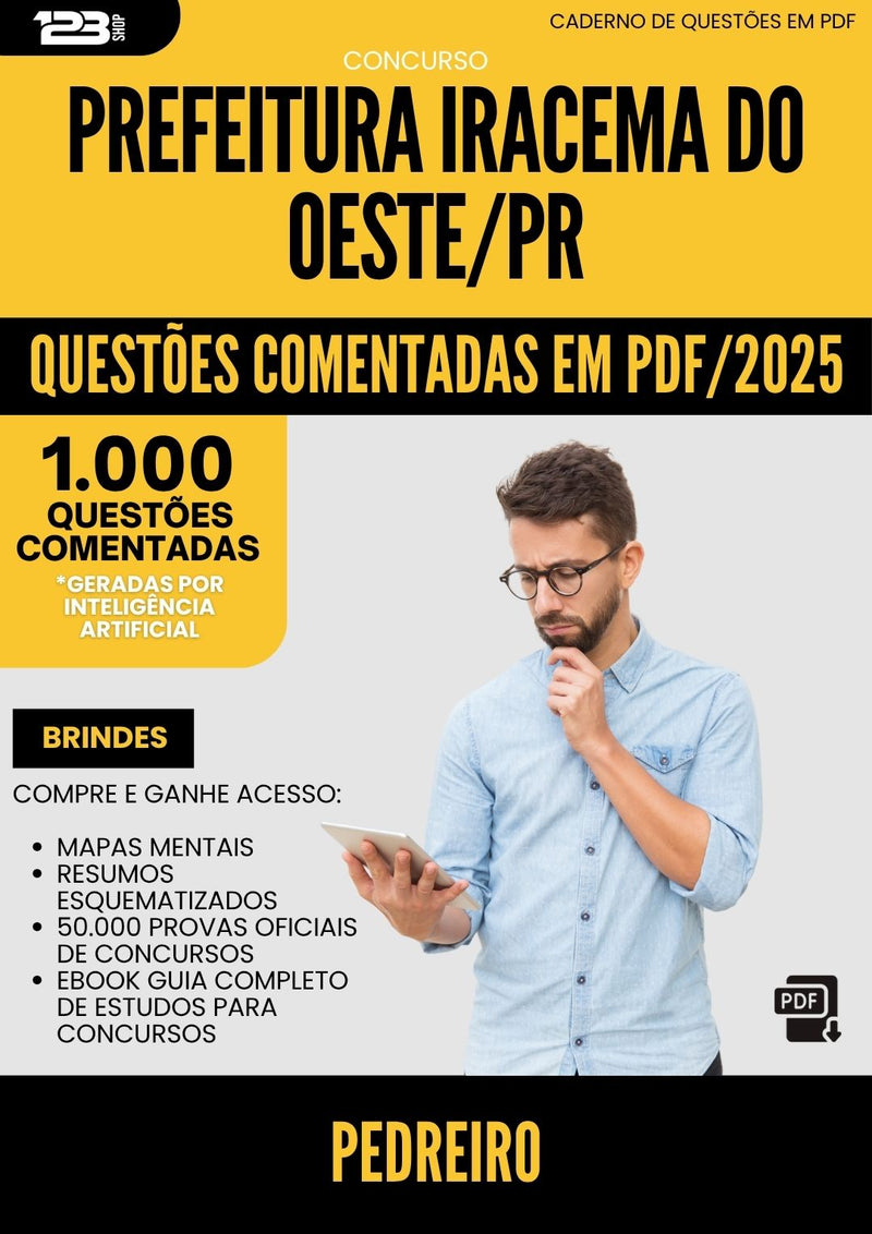 1000 Questões Comentadas para Concurso Pedreiro da Prefeitura Iracema Do Oeste Pr 2025 - 1000 Questões