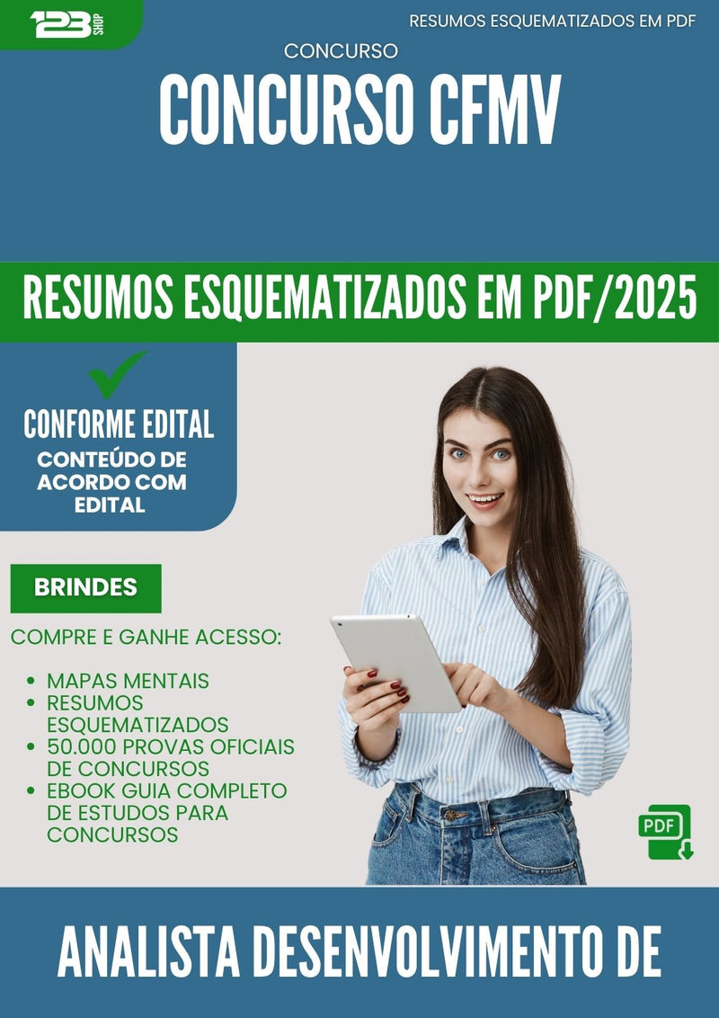 Resumos Esquematizados para Concurso Analista Desenvolvimento De Sistema Cfmv 2025 - Conteúdo de Acordo com Edital