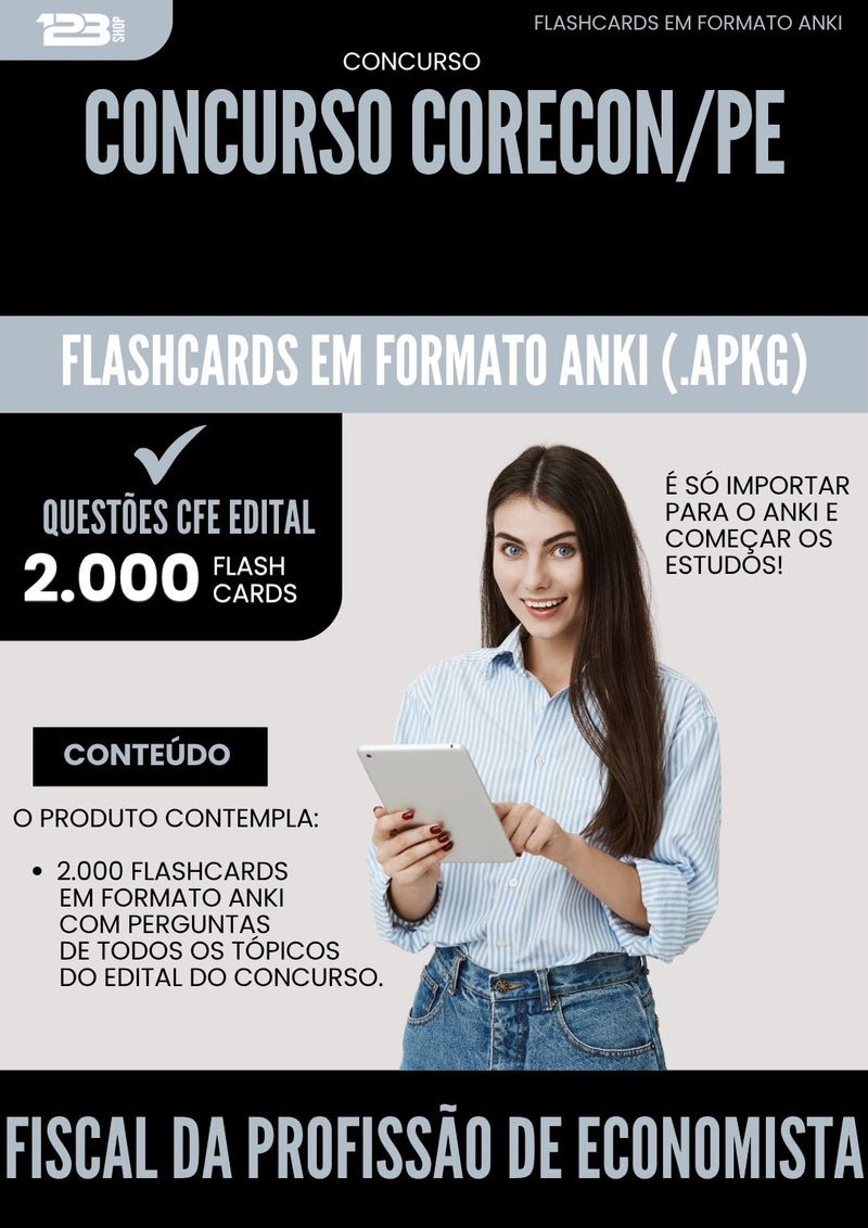Flashcards para Concurso Fiscal Da Profissao De Economista Corecon Pe 2025 - 2000 Flashcards de Acordo com Edital
