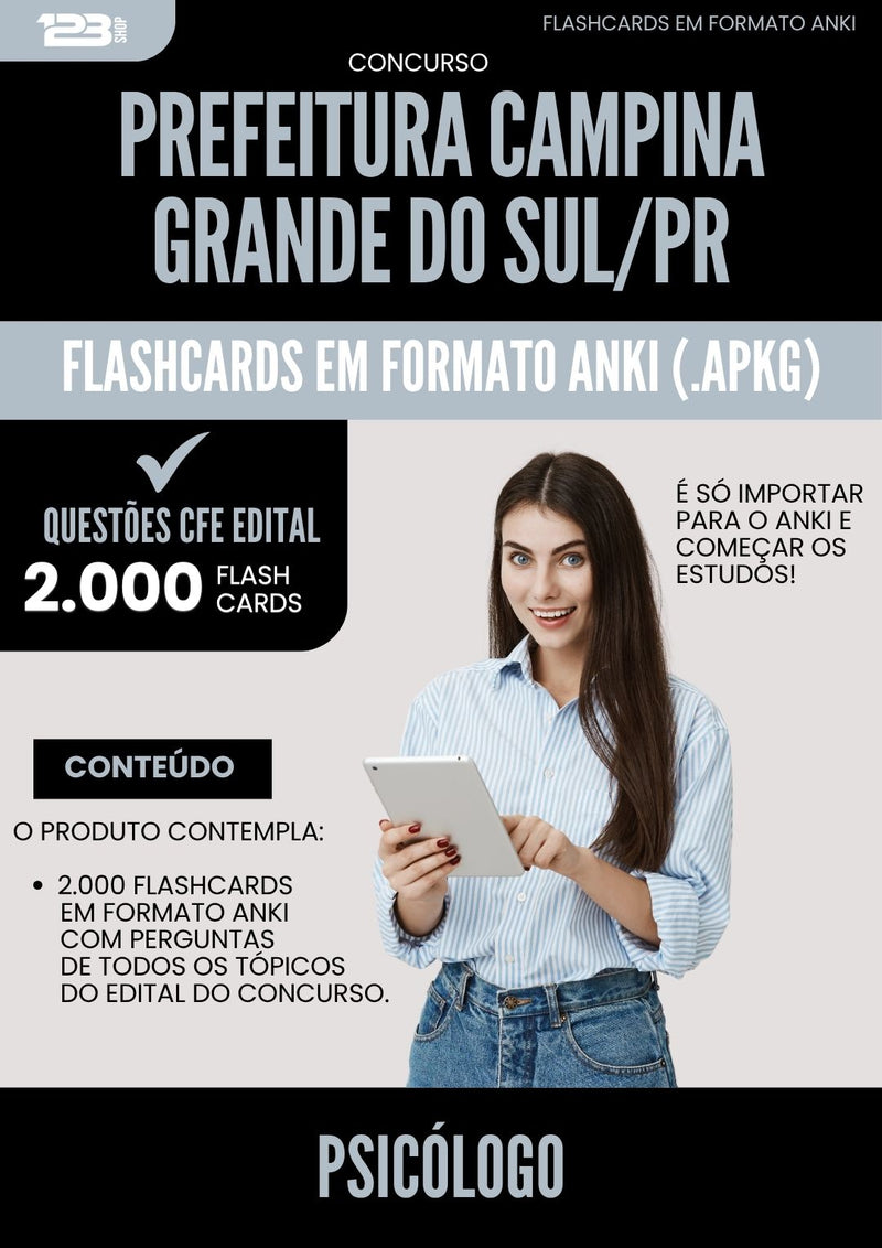 Flashcards para Concurso Psicologo da Prefeitura Campina Grande Do Sul Pr 2025 - 2000 Flashcards de Acordo com Edital