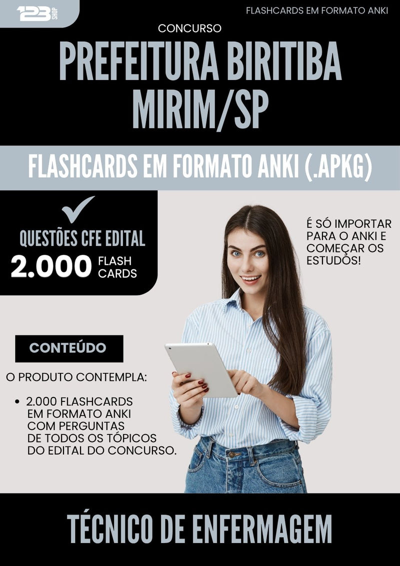 Flashcards para Concurso Tecnico De Enfermagem da Prefeitura Biritiba Mirim Sp 2025 - 2000 Flashcards de Acordo com Edital