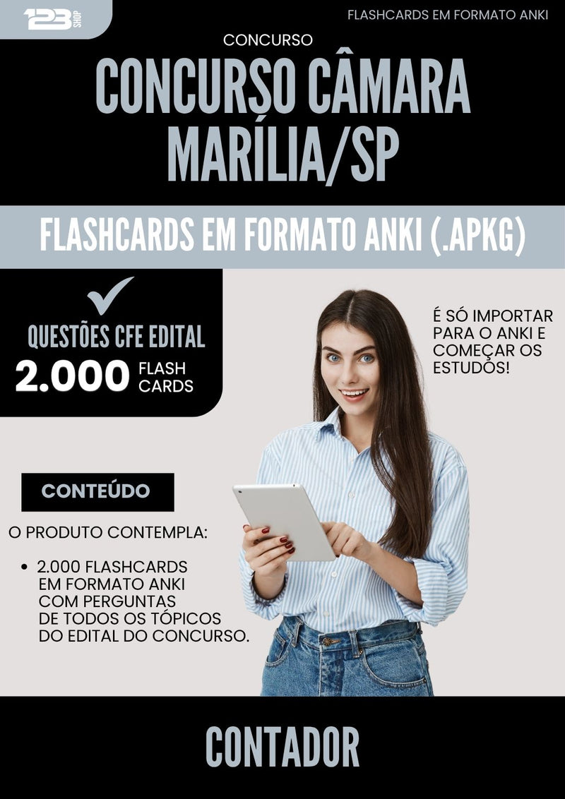 Flashcards para Concurso Contador Camara da Prefeitura Marilia Sp 2025 - 2000 Flashcards de Acordo com Edital