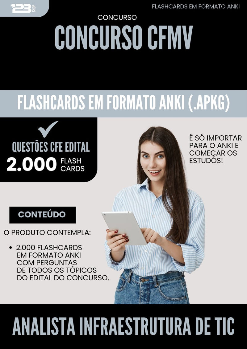 Flashcards para Concurso Analista Infraestrutura De Tic Cfmv 2025 - 2000 Flashcards de Acordo com Edital