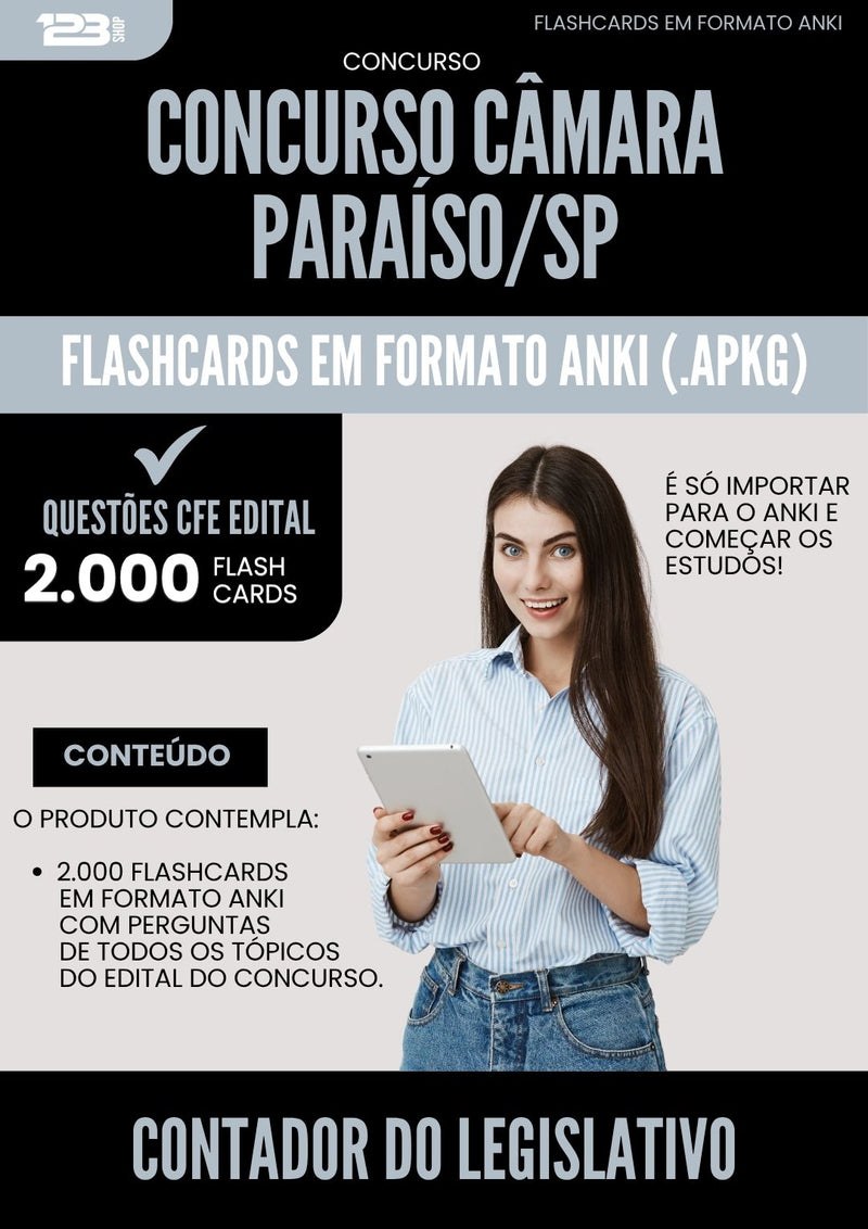 Flashcards para Concurso Contador Do Legislativo Camara da Prefeitura Paraiso Sp 2025 - 2000 Flashcards de Acordo com Edital