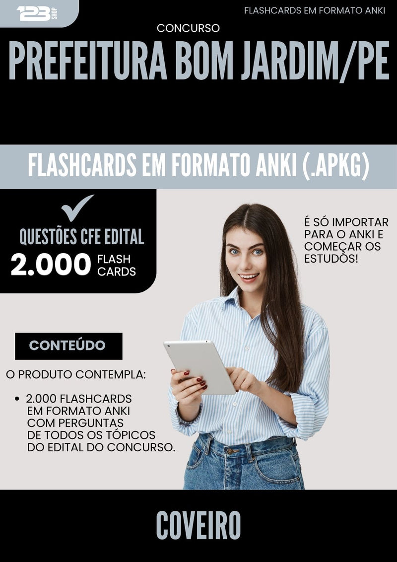 Flashcards para Concurso Apostila Coveiro da Prefeitura Bom Jardim Pe 2025 - 2000 Flashcards de Acordo com Edital
