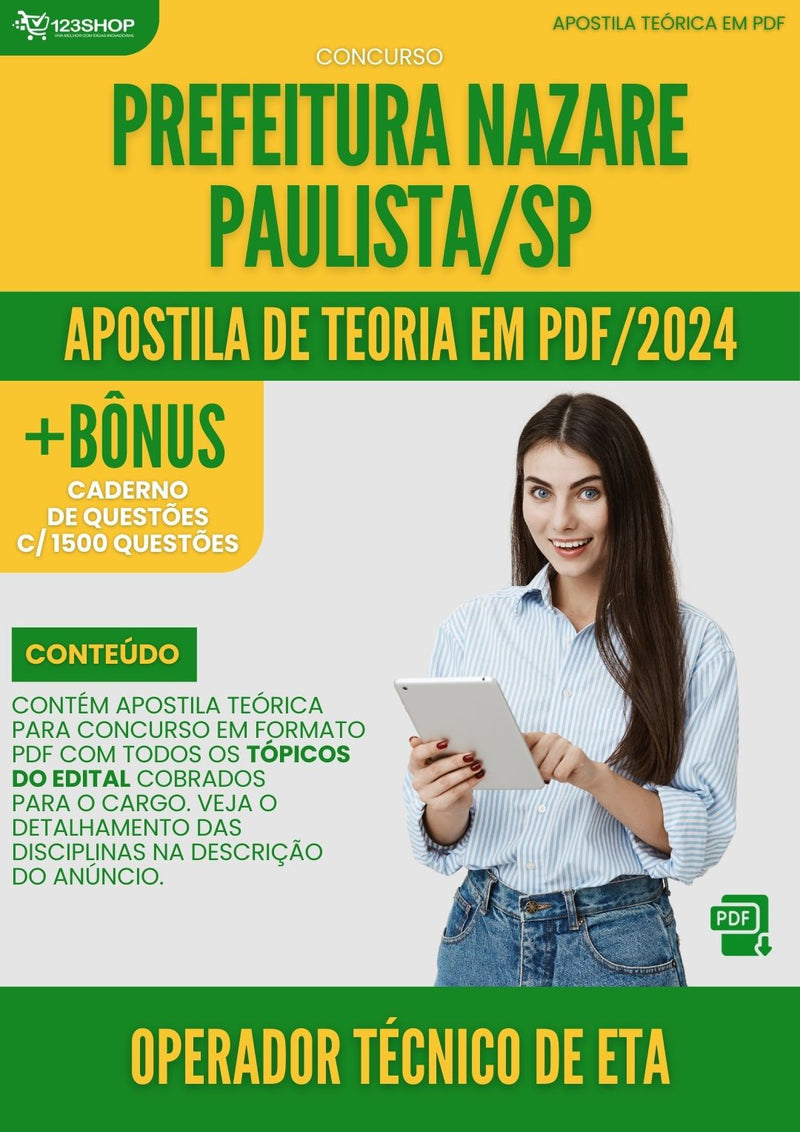 Apostila Teórica para Concurso Operador Técnico de ETA SAAE Aparecida SP 2024 - Com Caderno de Questões