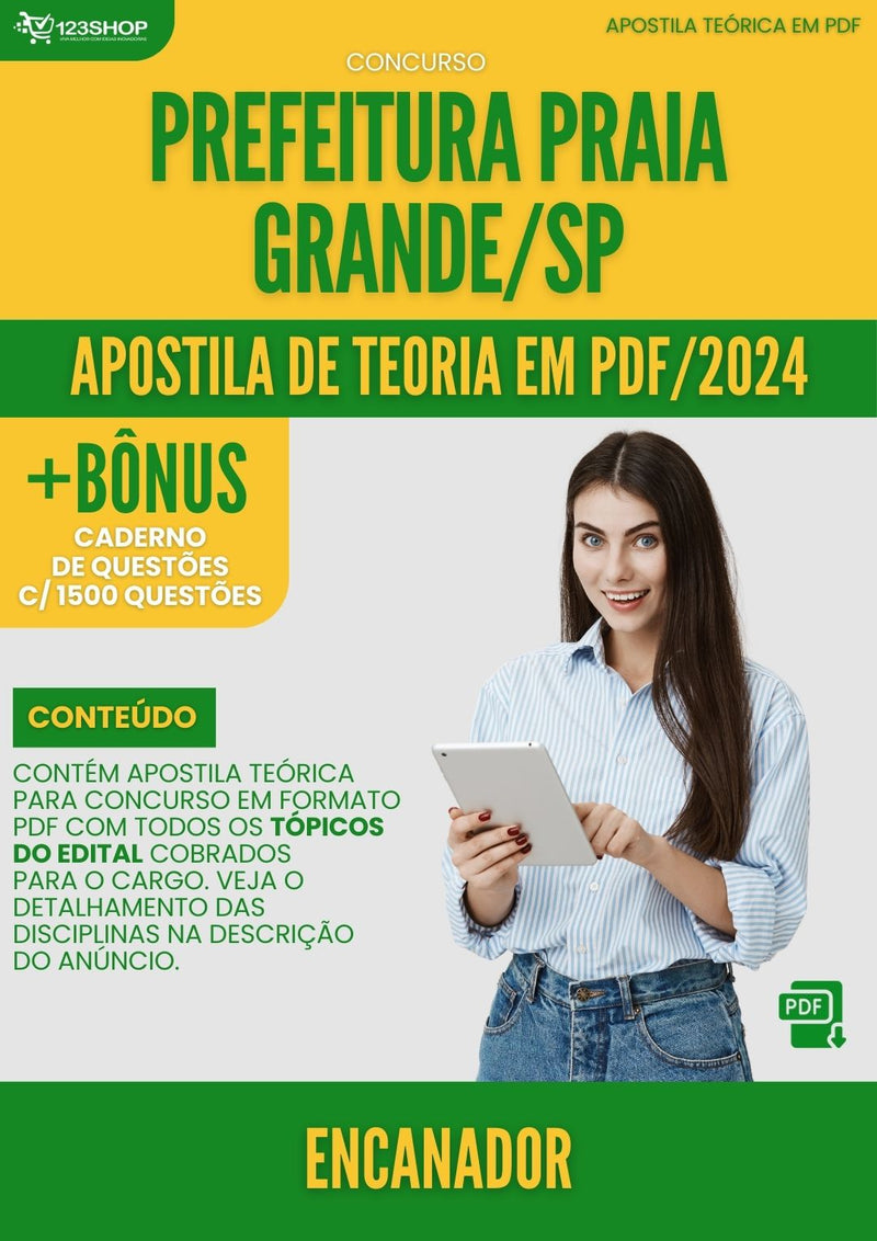 Apostila Teórica para Concurso Encanador Praia Grande SP 2024 - Com Caderno de Questões