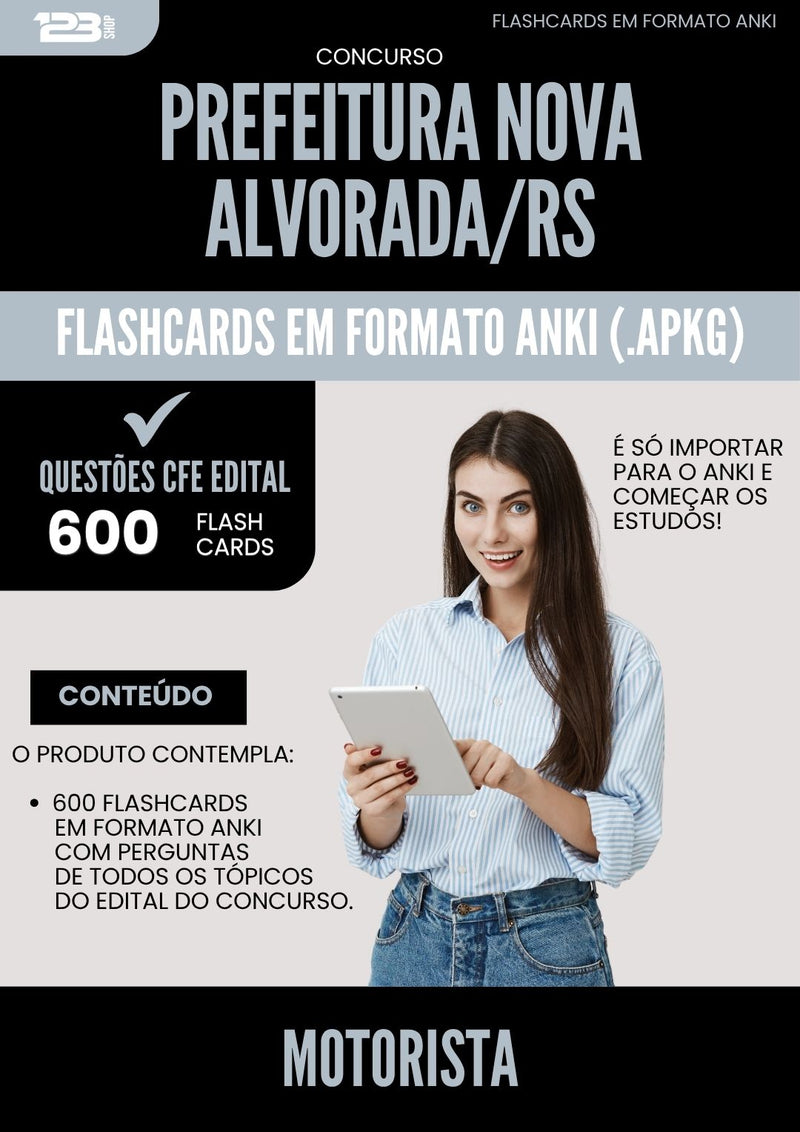 Flashcards para Concurso Motorista Nova da Prefeitura Alvorada Rs 2025 - 600 Flashcards de Acordo com Edital