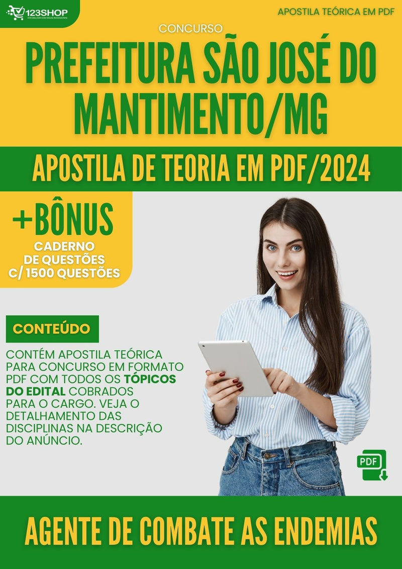 Apostila Teórica para Concurso São José do Mantimento MG 2024 Agente de Combate às Endemias - Com Caderno de Questões