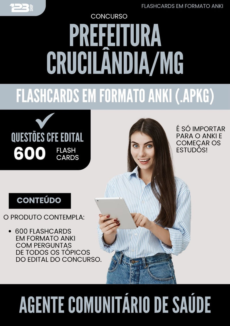 Flashcards para Concurso Agente Comunitario De Saude da Prefeitura Crucilandia Mg 2025 - 600 Flashcards de Acordo com Edital