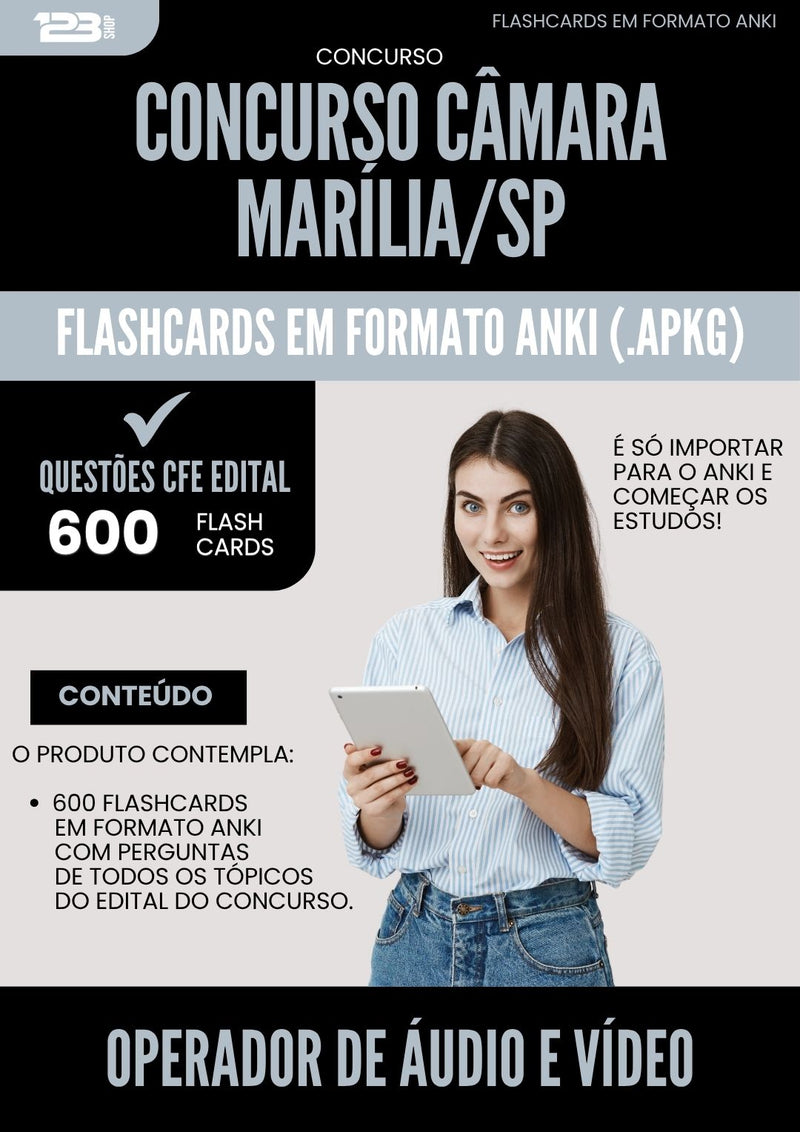 Flashcards para Concurso Operador De Audio E Video Camara da Prefeitura Marilia Sp 2025 - 600 Flashcards de Acordo com Edital