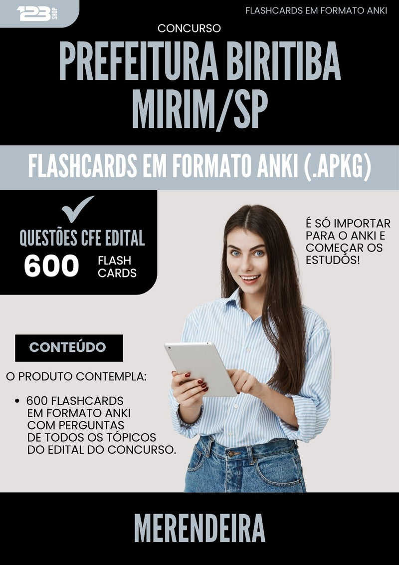 Flashcards para Concurso Merendeira da Prefeitura Biritiba Mirim Sp 2025 - 600 Flashcards de Acordo com Edital