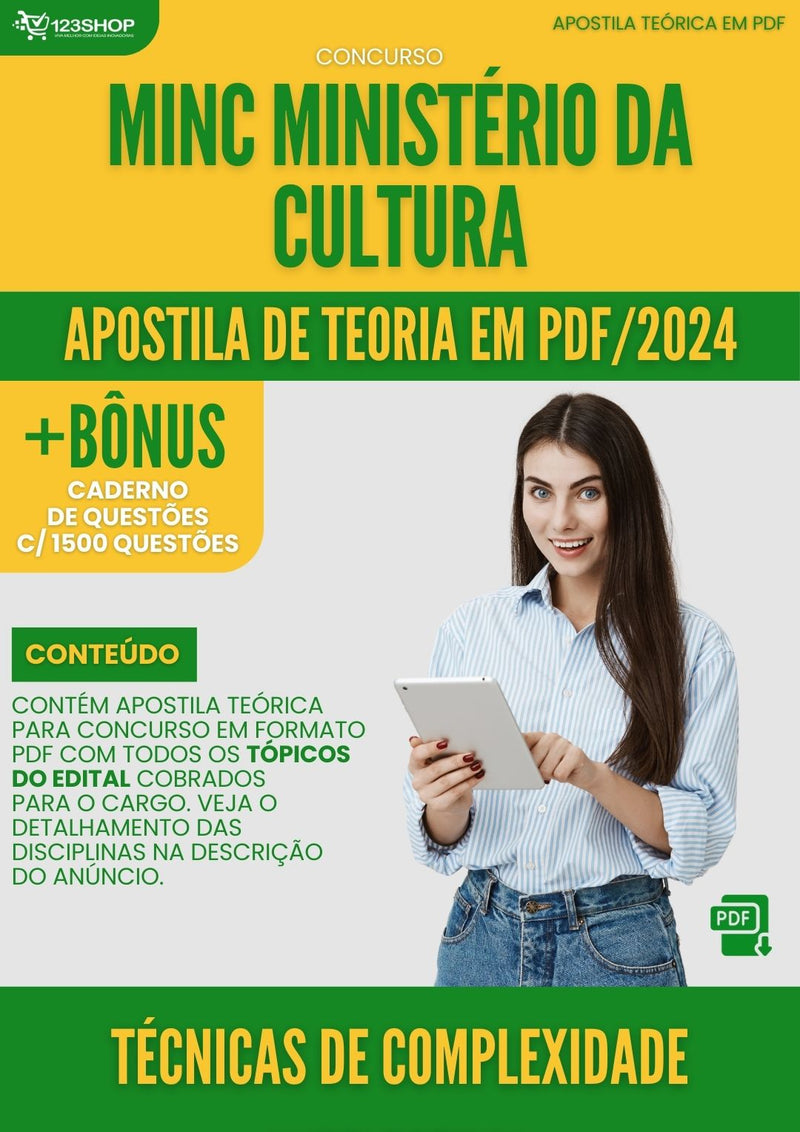 Apostila Teórica para Concurso MINC Ministério da Cultura 2024 Técnicas de Complexidade Intelectual - Com Caderno de Questões