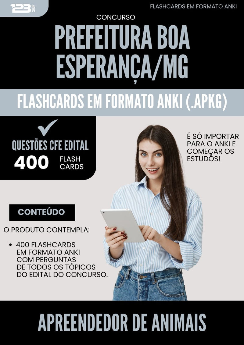Flashcards para Concurso Apostila Apreendedor De Animais da Prefeitura Boa Esperanca Mg 2025 - 400 Flashcards de Acordo com Edital