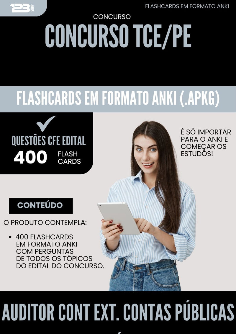 Flashcards para Concurso Apostila Auditor Controle Externo Contas Publicas da Prefeitura Saude Tce Pe 2025 - 400 Flashcards de Acordo com Edital