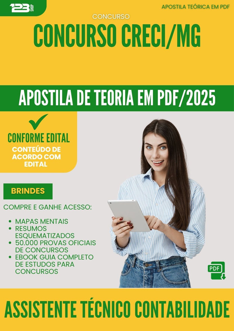 Apostila Teórica para Concurso Assistente Tecnico Contabilidade Creci Mg 2025 - Conteúdo de Acordo com Edital