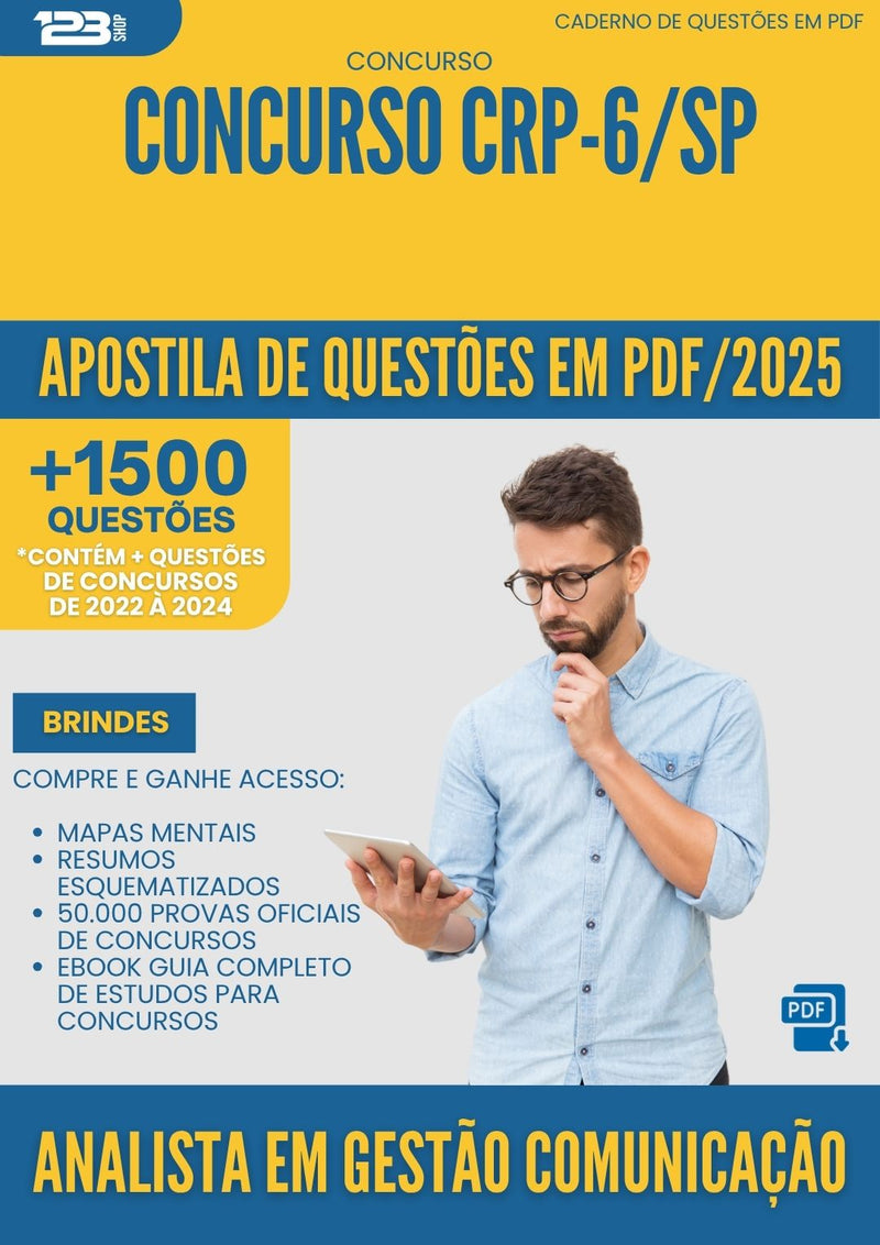 Apostila de Questões para Concurso Analista Em Gestao Comunicacao Crp 6 Sp 2025 - Mais de 1.500 Questões