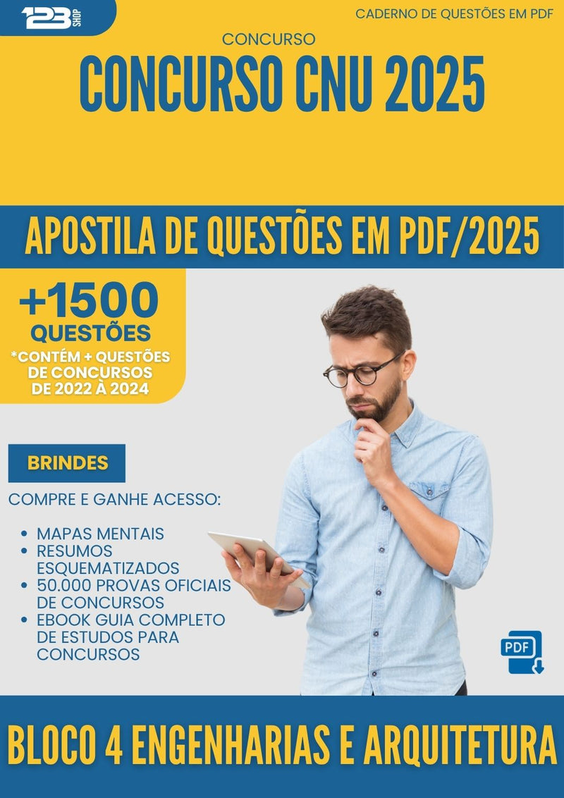 Apostila de Questões para Concurso Bloco 4 Engenharias E Arquitetura Cnu 2025 - Mais de 1.500 Questões