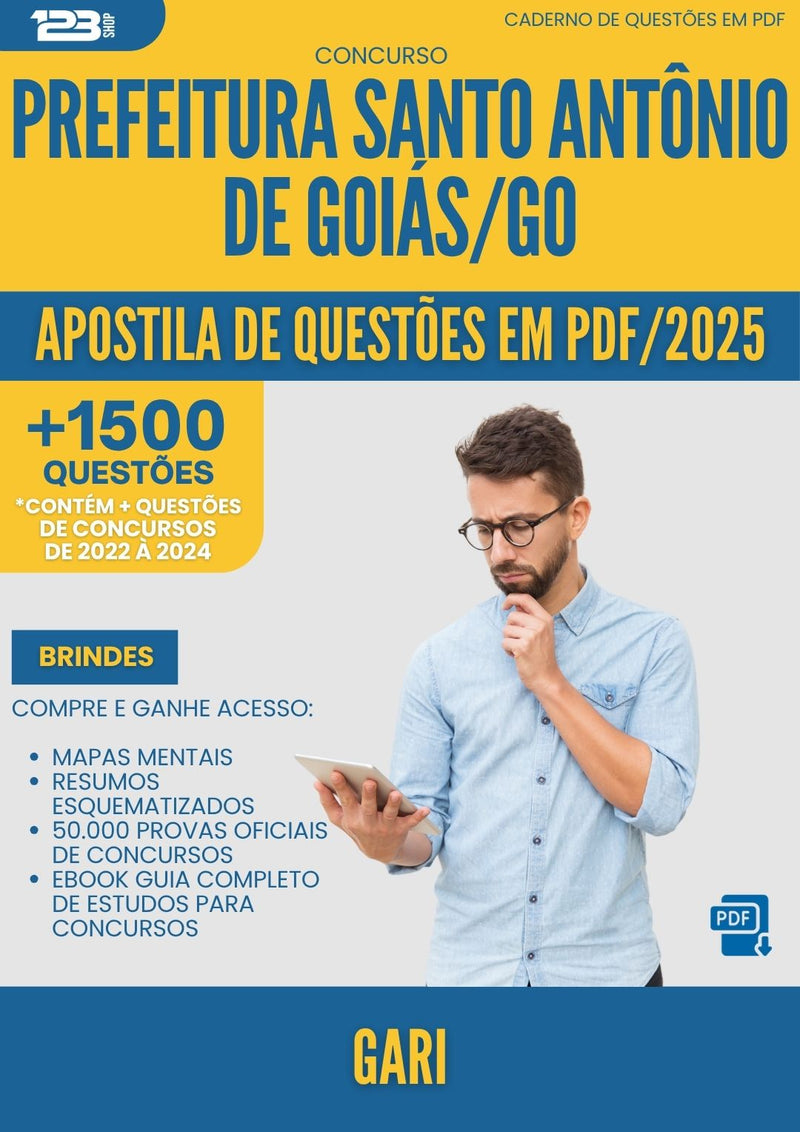 Apostila de Questões para Concurso Gari Santo Antonio De da Prefeitura Goias Go 2025 - Mais de 1.500 Questões