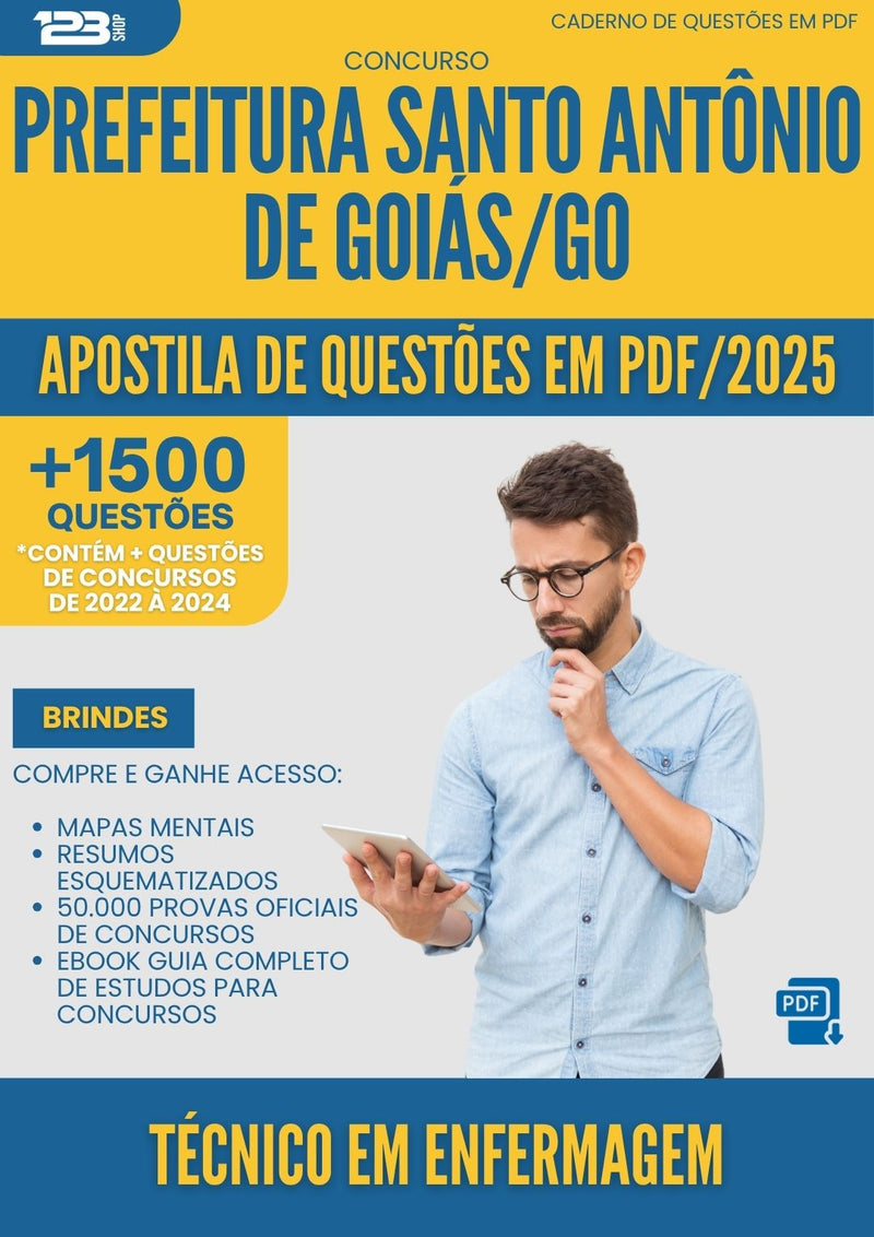 Apostila de Questões para Concurso Tecnico Em Enfermagem Santo Antonio De da Prefeitura Goias Go 2025 - Mais de 1.500 Questões