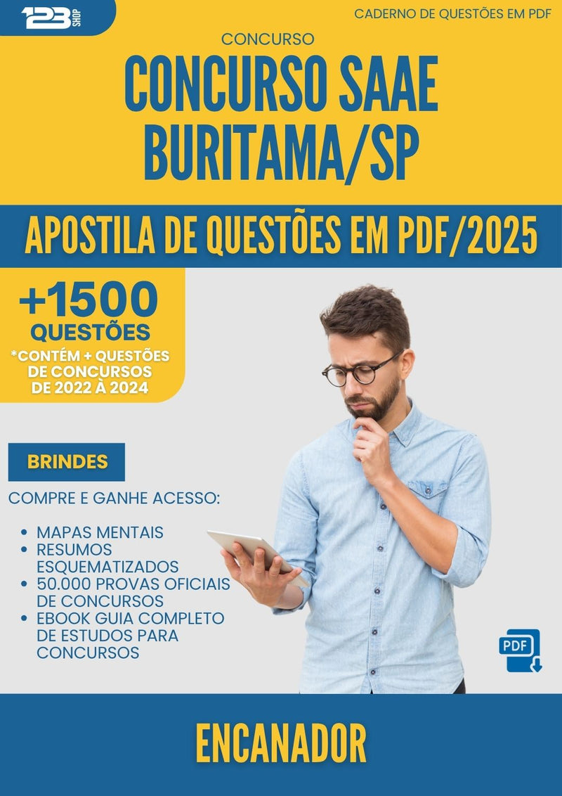 Apostila de Questões para Concurso Encanador Saae da Prefeitura Buritama Sp 2025 - Mais de 1.500 Questões