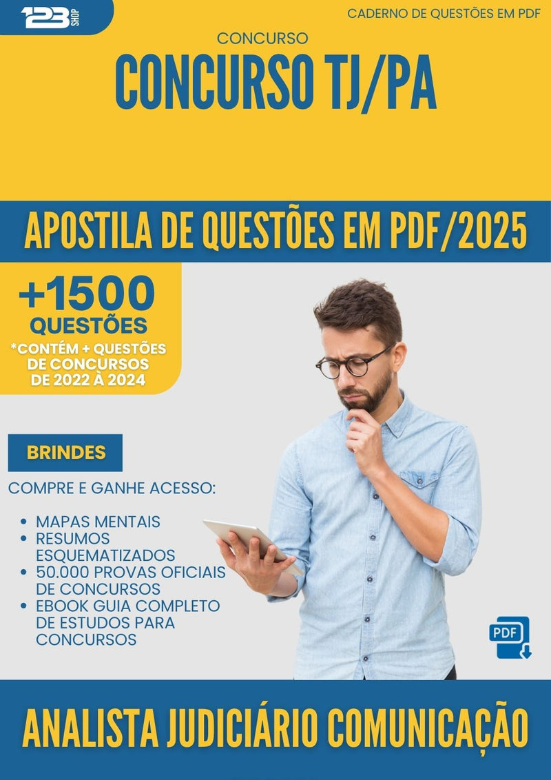 Apostila de Questões para Concurso Analista Judiciario Comunicacao Social Tj Pa 2025 - Mais de 1.500 Questões