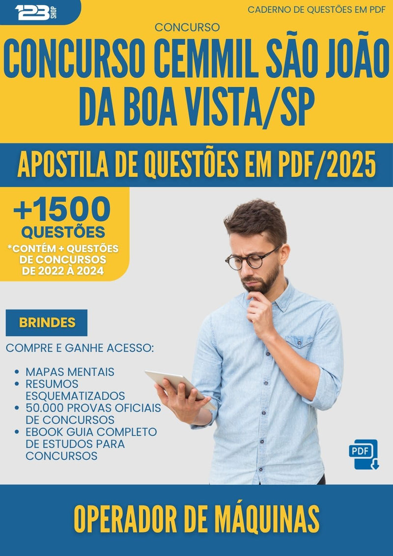 Apostila de Questões para Concurso Operador Maquinas Cemmil Sao Joao Da da Prefeitura Boa Vista Sp 2025 - Mais de 1.500 Questões