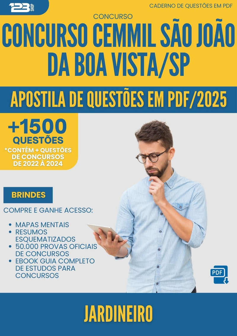 Apostila de Questões para Concurso Jardineiro Cemmil Sao Joao Da da Prefeitura Boa Vista Sp 2025 - Mais de 1.500 Questões