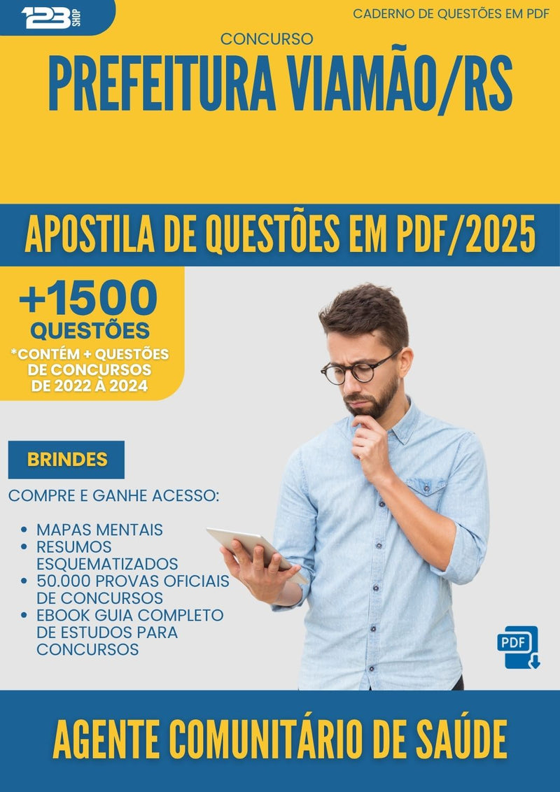 Apostila de Questões para Concurso Agente Comunitario De da Prefeitura Saude Viamao Rs 2025 - Mais de 1.500 Questões