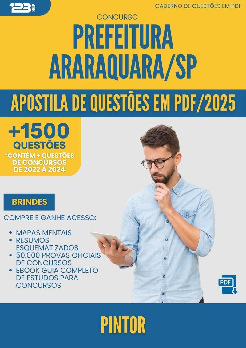 Apostila de Questões para Concurso Pintor da Prefeitura Araraquara Sp 2025 - Mais de 1.500 Questões