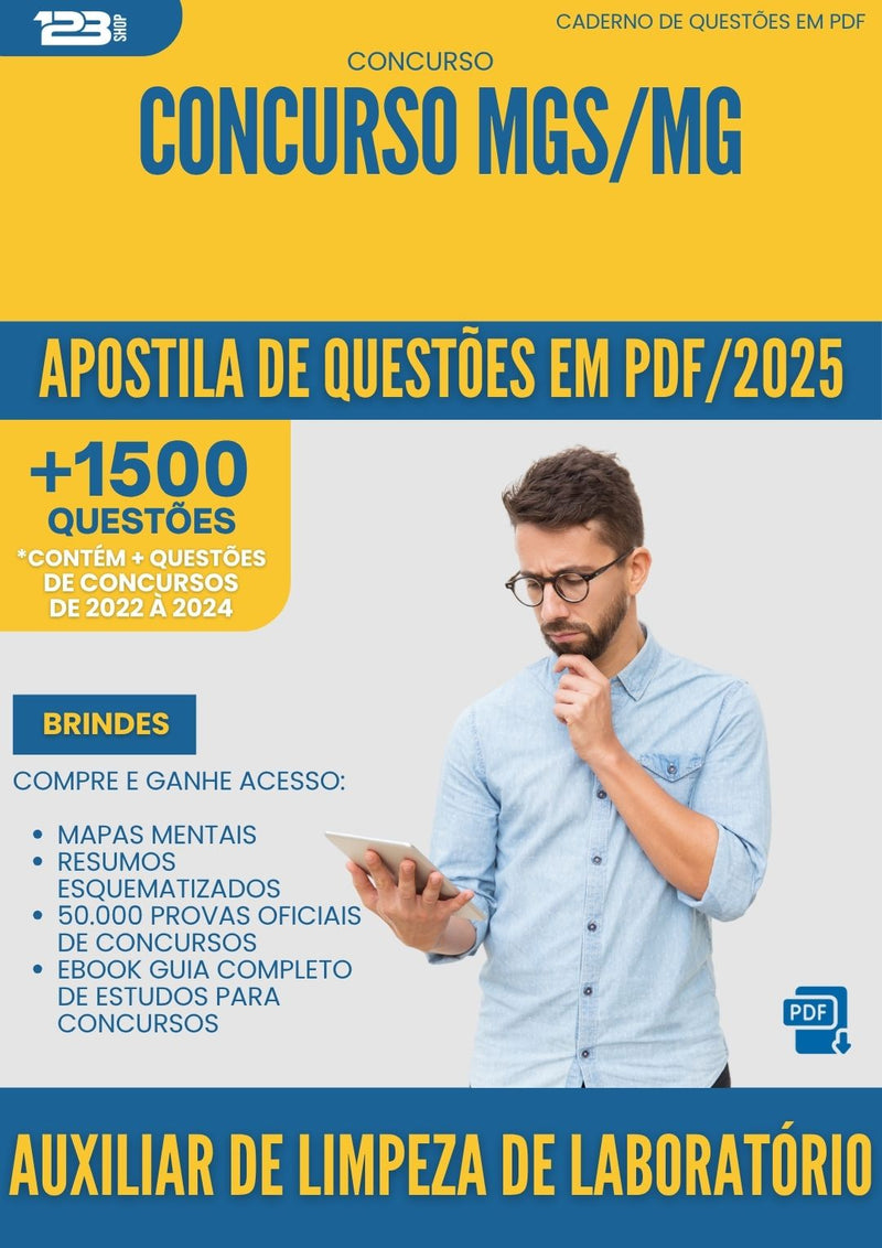 Apostila de Questões para Concurso Mgs Mg 2025 Auxiliar De Limpeza De Laboratorio - Mais de 1.500 Questões