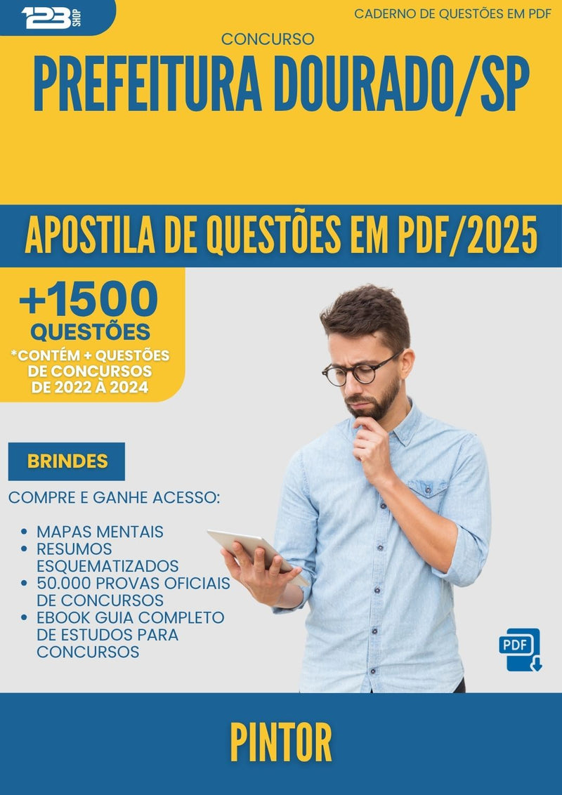 Apostila de Questões para Concurso Pintor da Prefeitura Dourado Sp 2025 - Mais de 1.500 Questões
